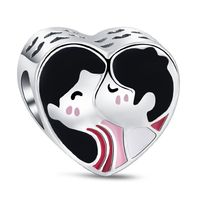 Zawieszka SREBRO 925 Charms Koralik Pocałunek Zakochanej Pary Walentynki
