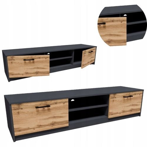 Szafka RTV 2DC 160cm GRAFIT-WOTAN duży stolik pod telewizor komoda na Arena.pl