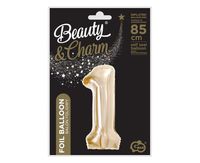 BALON FOLIOWY B&C CYFRA "1" SZAMPAŃSKA 85CM  GODAN