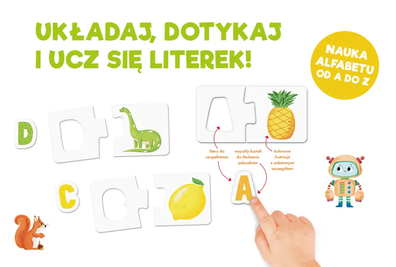 Puzzle sensoryczne 72 elementy. Literki zdjęcie 2