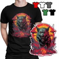 KOSZULKA T-SHIRT MĘSKI WZORY WYBÓR - ZE ZWIERZĘTAMI WILK WOLF LAS - S