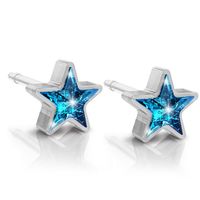 BLOMDAHL HIPOALERGICZNR kolczyki stałe STAR AQUAMARINE 6mm PLASTIK MED.