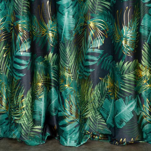 Zasłona gotowa na przelotkach DAVOS 140x250 czarno zielona w liście na Arena.pl