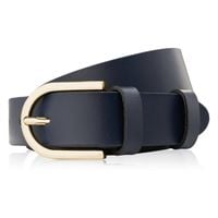 pasek damski skórzany granatowy 100 cm ze złotą klamrą paolo peruzzi