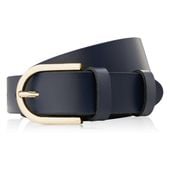 pasek damski skórzany granatowy 100 cm ze złotą klamrą paolo peruzzi