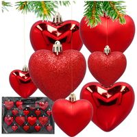 Bombki choinkowe czerwone serca zawieszki na choinkę ozdoby świąteczne 16x