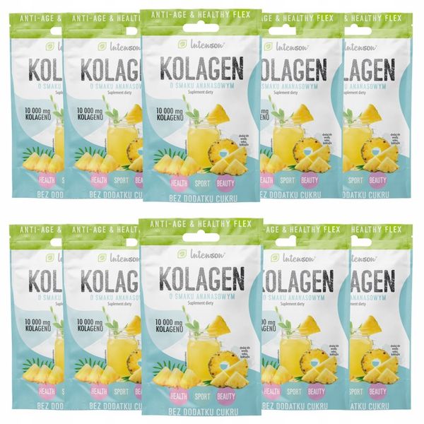10x INTENSON KOLAGEN + KWAS HIALURONOWY + WITAMINA C do picia ananasowy zdjęcie 1
