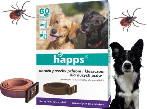 HAPPS - obroża przeciw pchłom i kleszczom dla dużych psów na Arena.pl