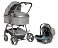Wózek wielofunkcyjny 2w1 lux gondola + fotelik Bauerkraft szary