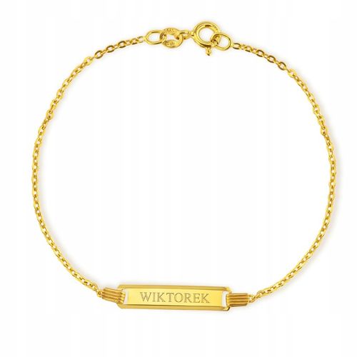 Złota Bransoletka 585 Pamiątka Chrztu dla Chłopca Grawer na Chrzest na Arena.pl