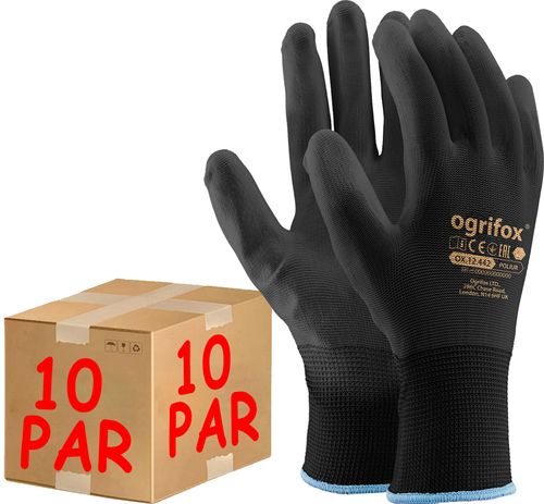rękawice robocze / czarne / rozmiar: 9 - l / ox-poliur_bb9 - 10 szt. na Arena.pl