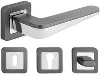 KLAMKA DRZWIOWA DUO KOLOR GRAFIT KOMPLET ROZET