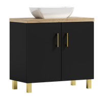Szafka łazienkowa ROCO 60 czarna z umywalką Lara (W7)