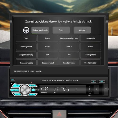 RADIO SAMOCHODOWE 1DIN 7'' BT WYSUWANY EKRAN DOTYKOWY MIRROR LINK KAMERA na Arena.pl