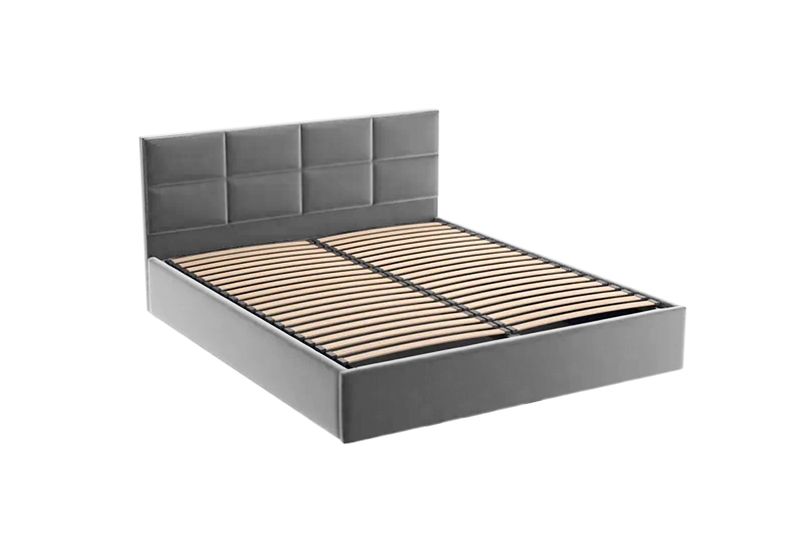 Szare łóżko tapicerowane GOBI / R91 140x200 cm zdjęcie 1
