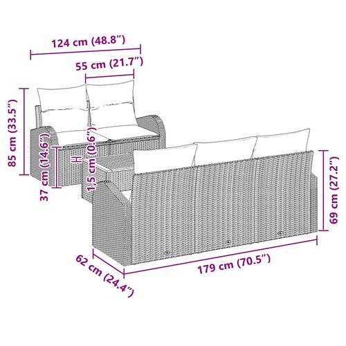 Zestaw Sof na Ogród 6 pcs Beżowy Polirattan na Arena.pl