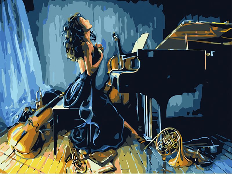 Malowanie po numerach – Fortepianistka - 30x40 rama zdjęcie 1