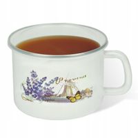 KUBEK DO MLEKA 12 CM EMALIOWANY Z POKRYWKĄ MŁYN