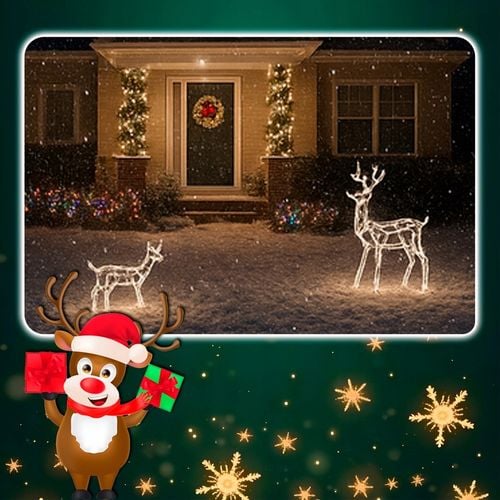 Renifer Świąteczny 144 LED Świetlna JELONEK Ozdoba Do Ogrodu Biały Ciepły na Arena.pl