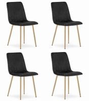 Krzesło LAVA - czarny aksamit / nogi kolor drewna x 4