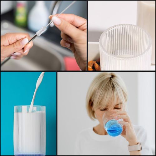 Zestaw 4 Szklanek do Napojów z Metalowymi Słomkami na Arena.pl