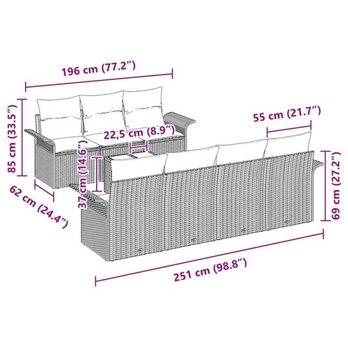 Zestaw Sof na Ogród 8 pcs Czarny Polirattan na Arena.pl