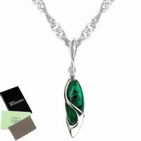 NASZYJNIK srebrny ŁAŃCUSZEK SREBRO próba 925 malachit z zawieszką damski