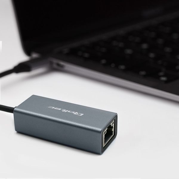 Qoltec Adapter USB-C na RJ45 Ethernet | 1000Mb/s | Aluminiowa obudowa zdjęcie 3