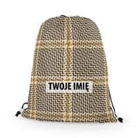 WORKO-PLECAK z Twoim imieniem Brązowa krata VI 032