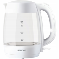 Duzy Czajnik Bezprzewodowy Sencor SWK 7300WH 2200W 1.7L Biały SZKLANY