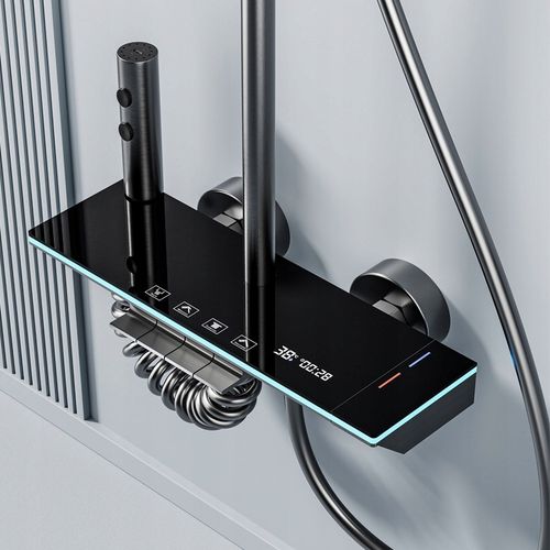 PRYSZNIC KOLUMNOWY Z WYŚWIETLACZEM LCD BATERIĄ TERMOSTATEM DESZCZOWNICA 4w1 na Arena.pl