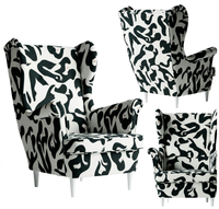 Fotel uszak skandynawski decor czarno biały wzór styl Design Family Meble