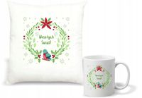 Zestaw PODUSZKA i KUBEK z nadrukiem ŚWIĄTECZNY PREZENT wesołych świąt