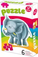 Pierwsze puzzle. Zwierzątka. Słoń. 6 elementów