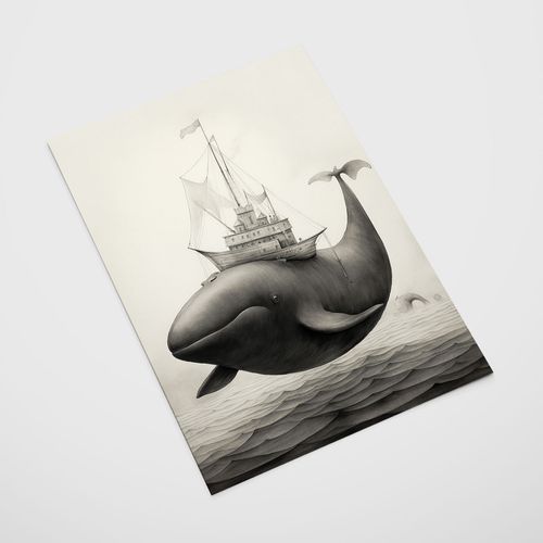 Plakat wieloryb statek 29,7x42 cm A3 na Arena.pl