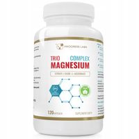 MAGNEZ TRIO MAGNESIUM PROGRESS LABS 120kaps MIĘŚNIE SKURCZ SERCE ZMĘCZENIE