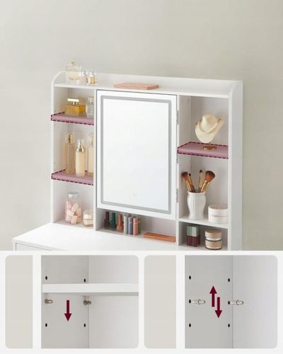 Toaletka lustro LED oświetlenie regulowana biała nowoczesna na Arena.pl