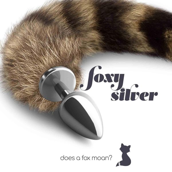 Foxy Silver Metal Anal Plug With Tail Crushious zdjęcie 3