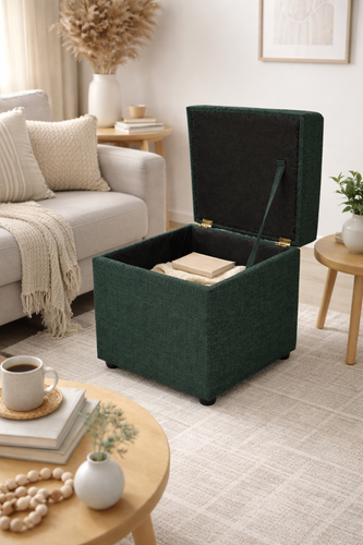 Pufa kwadratowa pojemnik salon sypialnia 38x38x42 butelkowa zieleń OTTO na Arena.pl