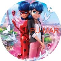 Opłatek na tort Urodziny Biedronka Czarny Kot Postać Tekst Gratis