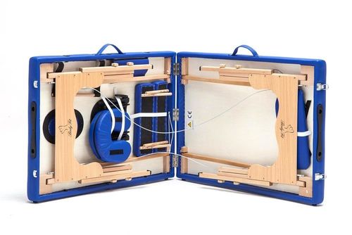 Stół, łóżko do masażu 2-segmentowe drewniane XXL Niebieskie na Arena.pl