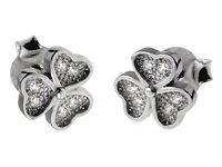 Eleganckie rodowane srebrne kolczyki celebrytki koniczynka lucky cyrkonie srebro 925 K2005