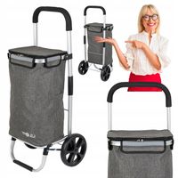 Składany wózek na zakupy torba zakupowa wodoodporny szary duże ciche koła