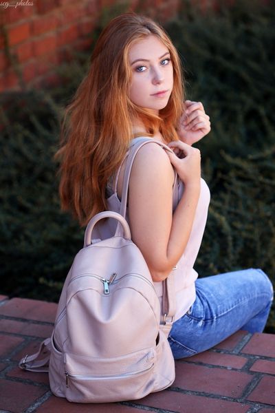 Skórzany plecak A4 duży pojemny do szkoły Włoski kremowy P16 zdjęcie 5