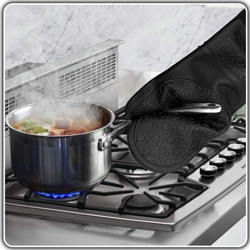 Rękawice KUCHENNE Silikonowe DO Piekarnika Kuchni ŻAROODPORNE 2szt Czarne na Arena.pl