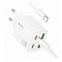 Biała ładowarka cztery porty USB-C 30W Hoco do iPhone 17 Pro Max