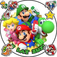 OPŁATEK NA TORT 20CM - SUPER MARIO BROS + IMIĘ + GRATIS! 15CM 18CM