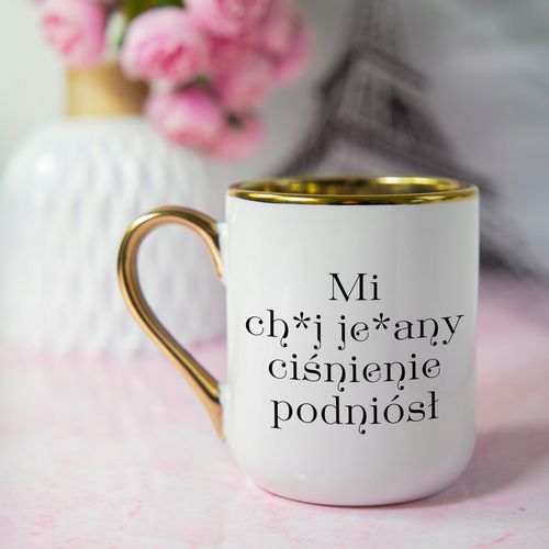 KUBEK ELEGNAT BIAŁY PREZENT DLA KOLEŻANKI MI CH*J JE*ANY CIŚNIENIE PODNIÓSŁ na Arena.pl