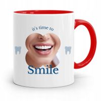 Kubek Czerwony Prezent Dentysty Its Time To Smile Z Nadrukiem Ze Zdjęciem