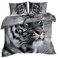 Pościel 3D bawełna satyna 200x220cm SZARY TYGRYS